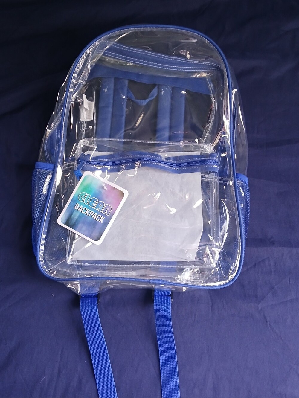 Clear Blue Transparent Backpack - Lightweight School & Travel Bag